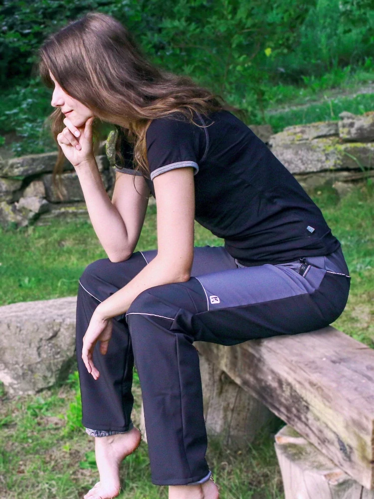 Dámské softshellové kalhoty s fleecem / šedo-černé