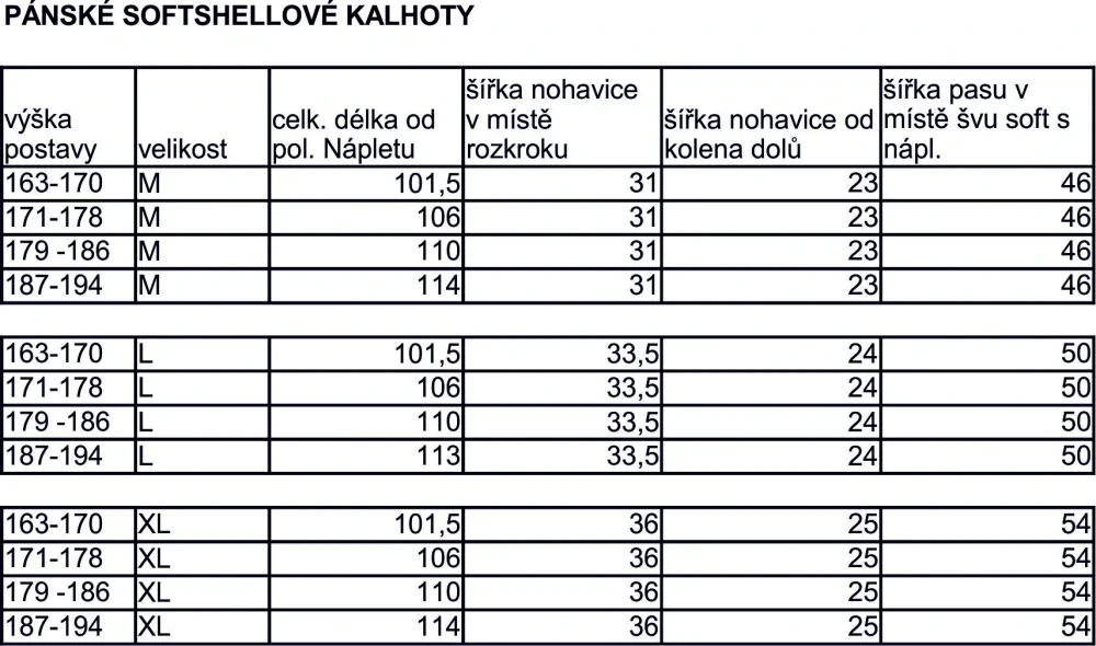 Pánske softshellové nohavice-čierne/30.000mm, 15.000g/m2