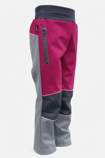 Softshellové kalhoty / šedý melír-fuchsiová DOPREDAJ